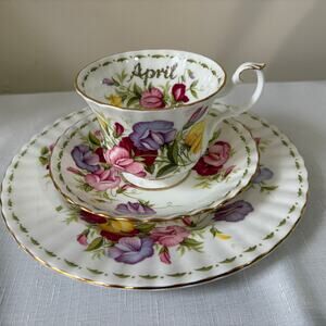 Royal Albert Sweet Pea Tea Cup, Saucer, and Small Plate